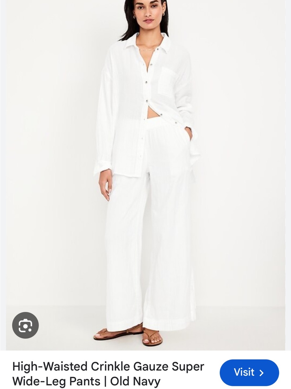 Old Navy White Wide-Leg Crinkle Gauze Pants (XL)